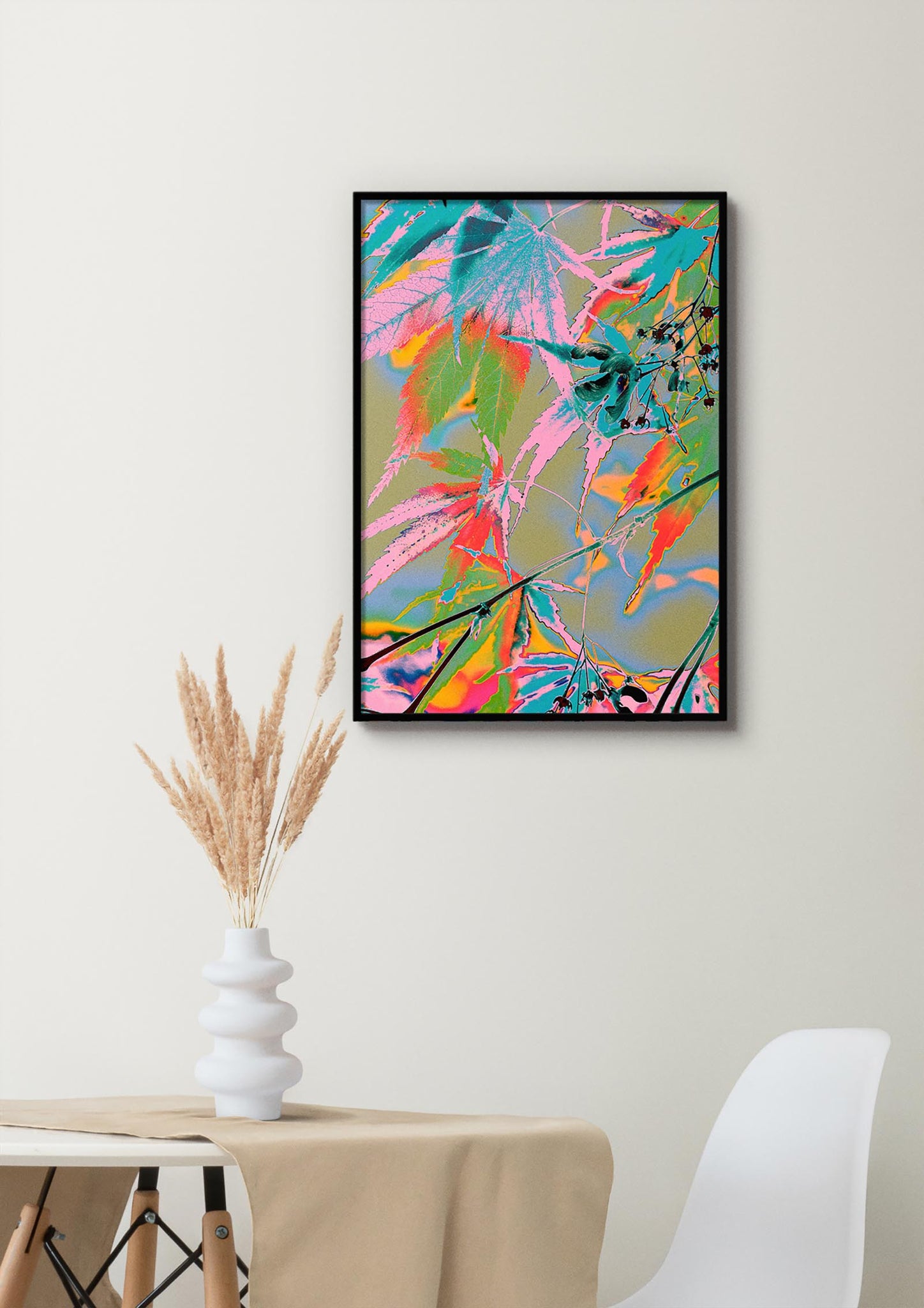 Delicate leaves - Colourful Art Print