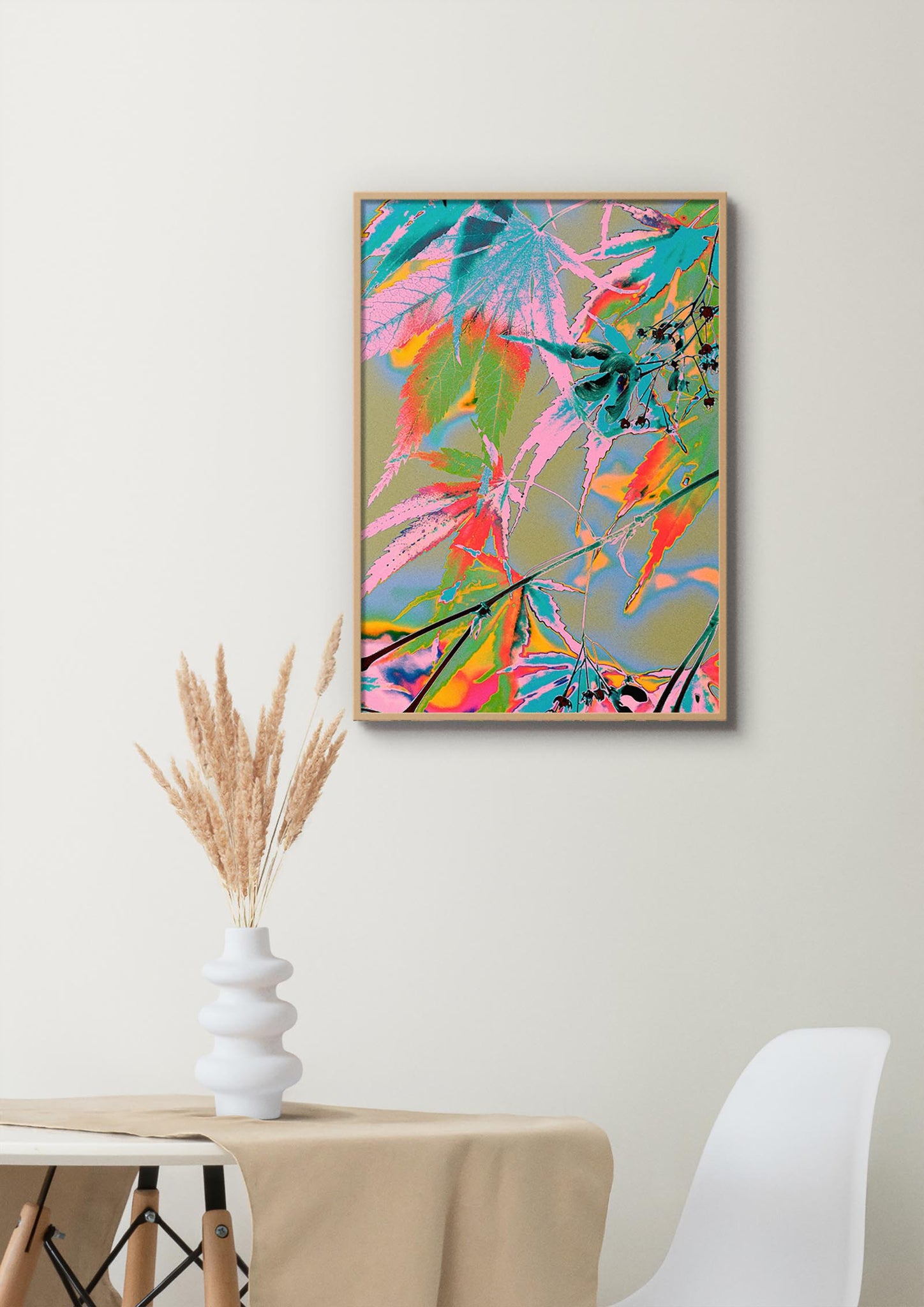 Delicate leaves - Colourful Art Print